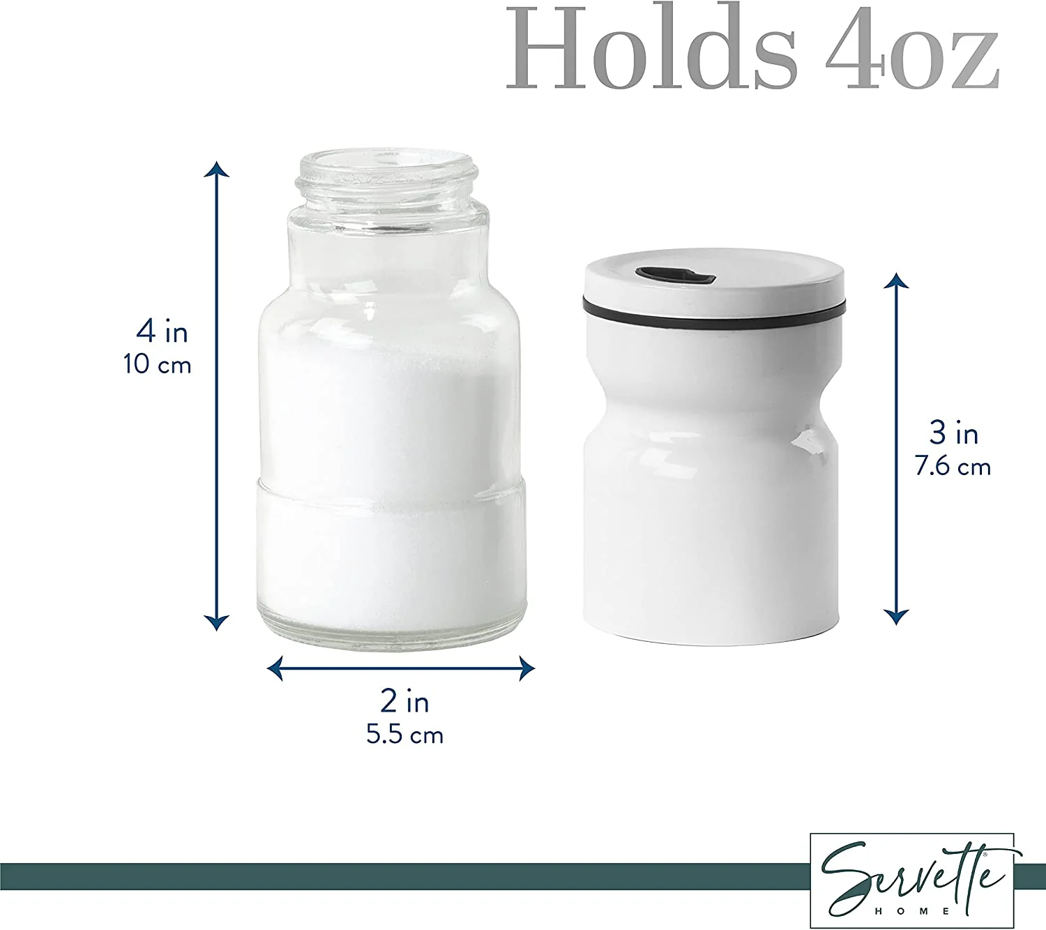 White Glass & Metal Salt and Pepper Shakers - Image 4